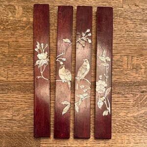 Wooden Coasters with Bird and Floral Design